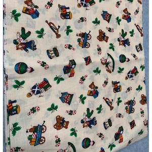 Vintage Christmas Toy Pattern Cotton Fabric 1/4 yard x 44&quot; Quilting Sewing Crafts Material