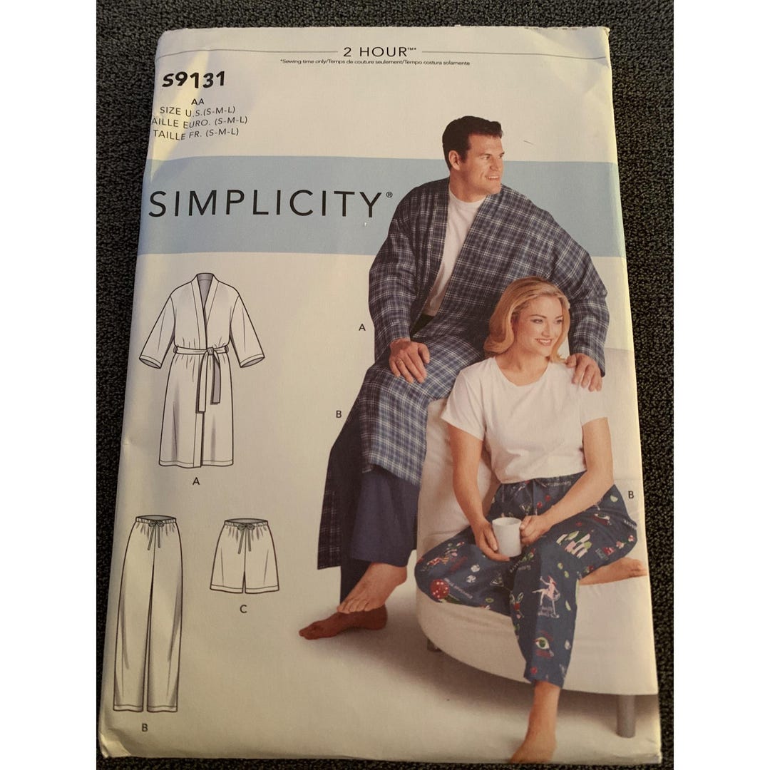Simplicity Robe Pattern Simplicity S9131 Sewing Pattern Robe Pants Short Top Women Men Small ...