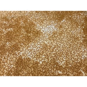 Washed Texture Cotton Fabric by SSI 1/2 yard + 2&quot; x 44&quot; Brown Swirl Design Quilting Sewing Crafts Material