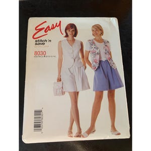 McCall's Misses Vest Shorts Sewing Pattern Size 8 10 12 14 8030 - Uncut
