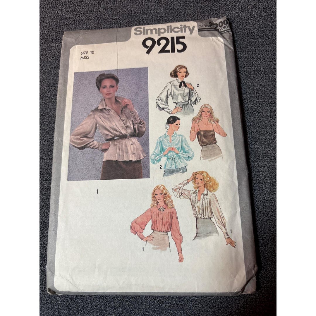 Simplicity 9215 Vintage 1979 Misses Blouse Sewing Pattern Size 10 ...