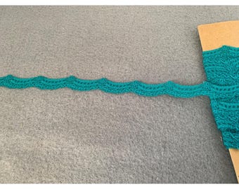 Teal Lace Trim 1/4 Inch Wide 1 Yard Long Scalloped Edge Vintage Sewing Craft Supply