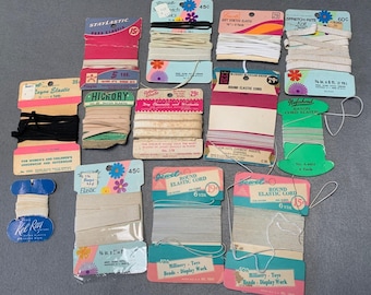 Vintage-Elastikkordel-Kollektion, verschiedene Marken, Größen, Hutmacherei & Dekoration, je 6 Yards, mehrfarbiges Bastelmaterial