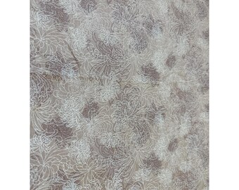Floral Pattern Quilting Fabric 18x22" Beige & Brown Cotton Fat Quarter for Sewing Crafts