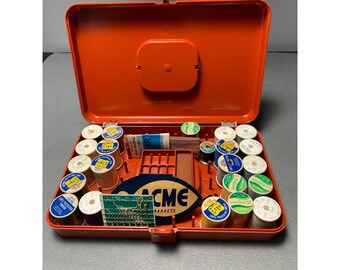 Wil-Hold TC-68 Orange Thread Caddy with 48 Spools Of Assorted Vintage Sewing Thread