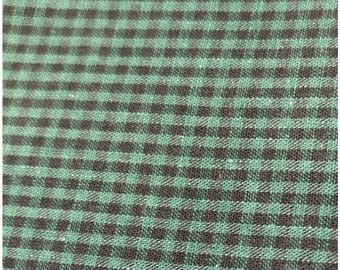 Green Black Plaid Cotton Fabric 1/4 yard x 44" Checkered Pattern Sewing Quilting Crafts