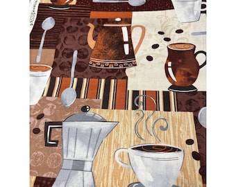 Coffee-Themed Cotton Quilting Fabric Windham Fabric #51174 1/2 yard x 44"