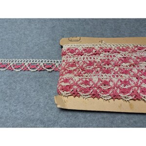 Vintage insättningsband rosa 3,5 cm x 10,5 m virkmaterial för sömnad