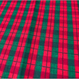 Vintage Red & Green Plaid Fabric Material 1/2 Yard x 36 Inches