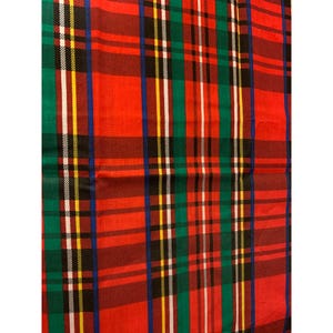Vintage Tartan Plaid Fabric Fat Quarter 18&quot;x22&quot; Cotton Red Green