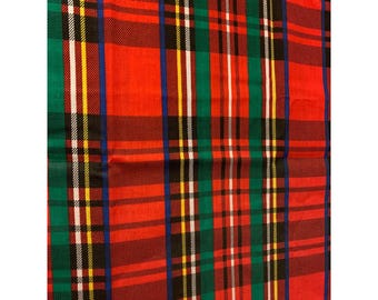 Vintage Tartan Plaid Fabric Fat Quarter 18"x22" Cotton Red Green