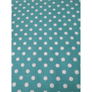 Turquoise & White Polka Dot Fabric Cotton 9&quot; x 36&quot; for Sewing Crafts