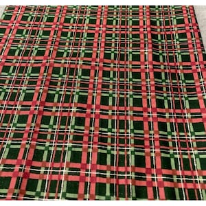 Vintage Concord Fabrics Plaid Cotton Fat Quarter 18x22 Red & Green Print Sewing