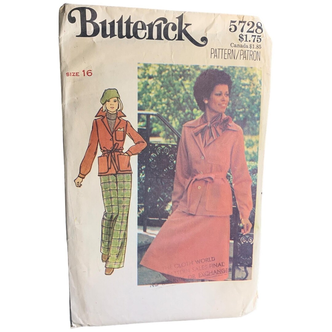 Butterick Misses Jacket Skirt Pant Sewing Pattern Size 16 5728 Uncut - Etsy
