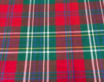 Red & Green Tartan Plaid Cotton Fabric 1/2 yard x 36" Material Quilting Sewing
