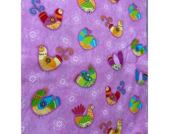 Flight Of Fancy by Sharla Fults for Studio E Cotton Fabric 1/2 yard x 44" Purple Birds Print