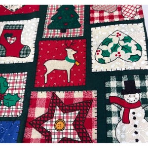 Weihnachtsquilt-Baumwollstoff, festliches Patchwork, 14x44 Zoll, Stechpalmen-, Hirsch- und Tannenmuster, USA