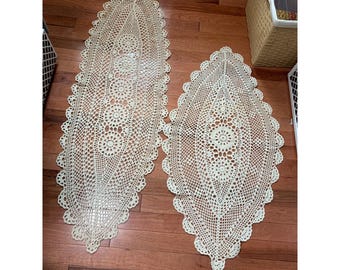 Handmade Crochet Oval Lace Doilies Set of 2