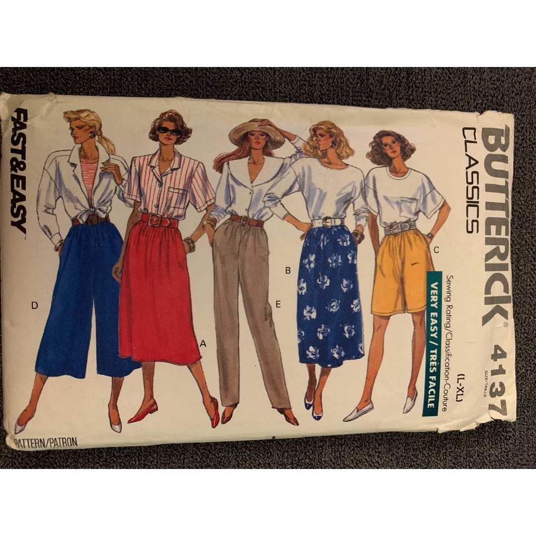 Butterick 4137 Sewing Pattern Skirt Shorts Culottes Pant Size Large ...