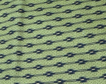 Green & Black Geometric Pattern Fabric 10" x 44" Cotton Blend for Sewing or Crafts