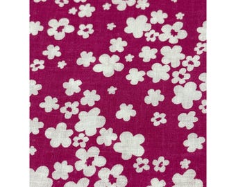 Pink & White Floral Cotton Fabric Quarter 18"x21" for Sewing Crafts DIY Projects