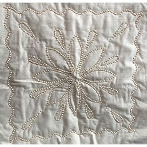 18 x 18 Snowflake Candlewicking Stamped Cotton Muslin Quilt Block Fabric