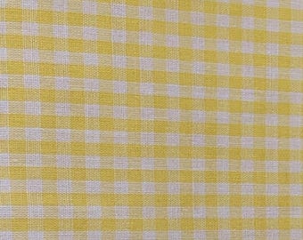 Yellow & White Gingham Cotton Fabric 1/2 yard x 42" Quilting Sewing Craft Material
