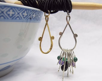 Stitch marker keeper pendant necklace -  for both ring and split markers