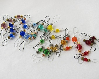 Beaded stitch markers, adjustable size double sided loops for knitting - custom set of 6 (SIX) MTO
