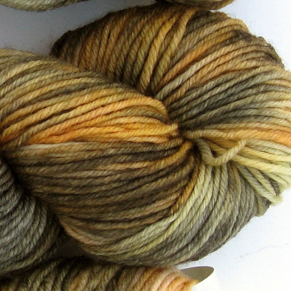 March Hare hand dyed worsted weight yarn, 4ply superwash merino, 100g 220yds - Olive Grove (light) 2