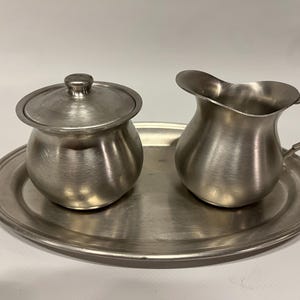 Vintage Pewter Cream and Sugar Set