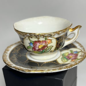 Vintage Hand-painted Miniature Tea Cup and Saucer