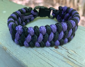 Purple black woven bracelet, paracord bracelet, BTS inspired, braided bracelet, survival bracelet