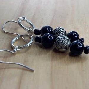 Black Rose earrings, The Rose earrings, dangle drop earrings, everyday earrings, kpop inspired earrings, cute hobo earrings, concert earring