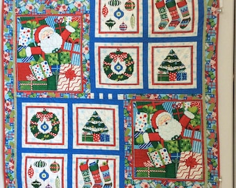 Christmas Santa Quilt, Santa quilt, handmade quilt, Christmas quilt, home decor, blanket quilt