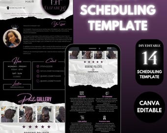 Acuity Scheduling Template | Black & Purple Canva Website Design | Editable Modern Booking Page Template