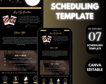 Lash Artist Acuity Scheduling Template: Black & Gold Canva Design