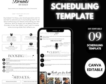 Hairstylist Acuity Scheduling Template: Black & White Canva Website