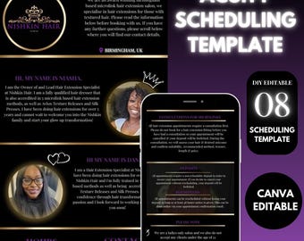 Hairstylist Acuity Scheduling Template: Black & Purple Canva Website