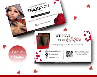 Black and Pink Business Card Template: Thank You Card (Canva editable )