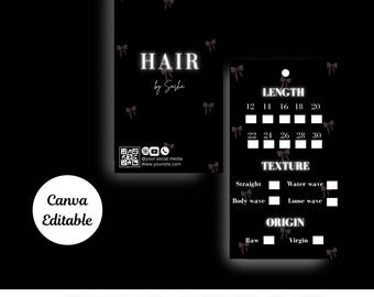 Black & Pink Hair Tag Template: Hair Extension Business (Canva Editable)