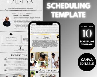 Hairstylist Acuity Scheduling Template: Grey and black Canva Website Branding