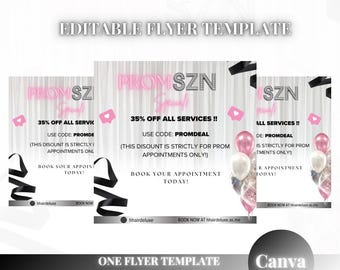 Editable Prom Flyer Template: Black & White Canva Design