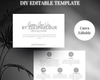 Black & White Business Card Template| Aftercare guide, Loyalty Card (Canva Editable)