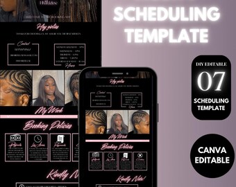 Hairstylist Acuity Scheduling Template: Black & Pink Canva Website