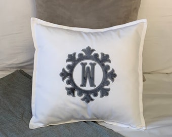 Applique Monogrammed Toss Pillow