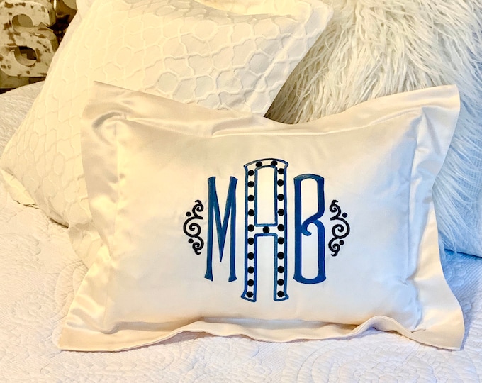 Monogrammed Satin Boudoir Pillow Etsy