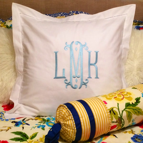 Monogram Pillow Sham Etsy