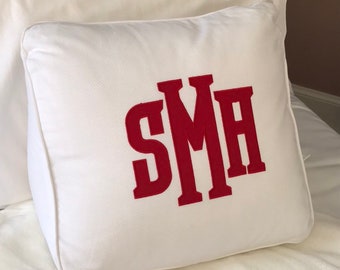 monogrammed bed rest pillow