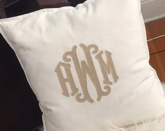 Monogrammed Applique Cotton Pillow